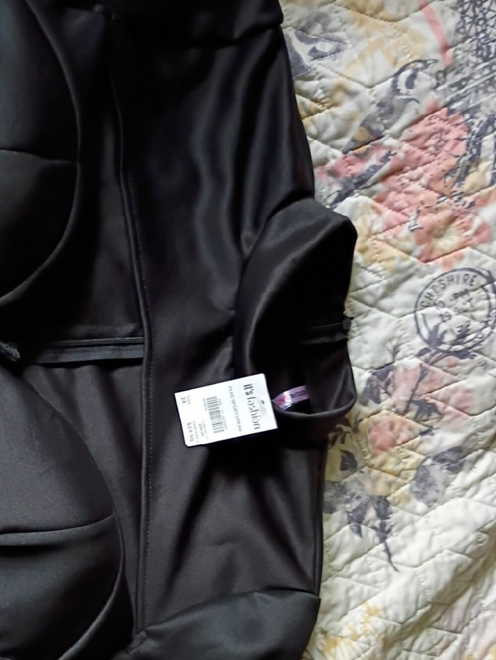 Black Faux Leather Crop Long Sleeve Top - Picture 5 of 7